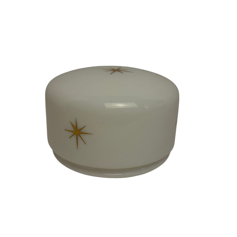 VTG MCM white glass ceiling light cover. Starburst pattern. 6 inch opening.